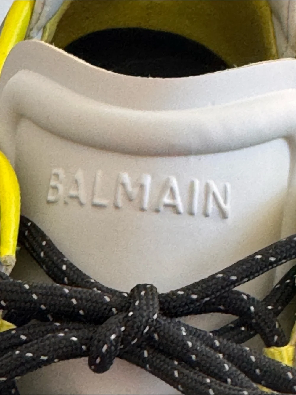 Balmain B-Runner White Grey Neon Yellow Chunky Sneakers Mens US 9 / EU 42